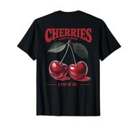 Cherries A Pop of Joy Farm to Market in Stile Vintage Art Back Maglietta