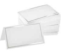 Cherrii Segnaposto piegati Vuoti da 100 Pezzi | Multicolor 8,4 x 5,1 cm for Matrimoni, Banchetti, Cene, Feste, Sagre(Silver)