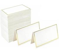 Cherrii Segnaposto piegati Vuoti da 100 Pezzi | Multicolor 8,4 x 5,1 cm for Matrimoni, Banchetti, Cene, Feste, Sagre(Gold)