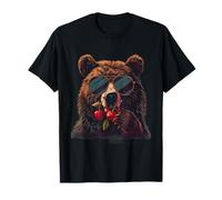 Cherry Bear - Occhiali da sole con ritratto di animali, motivo per amanti dell'orso Maglietta