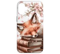 Cherry Blossom Fox Accessories For Girls Who Loves Books Custodia per iPhone 16 Plus