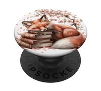 Cherry Blossom Fox Accessories For Girls Who Loves Books PopSockets PopGrip Adesivo