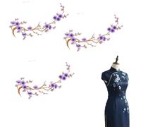 Cherry Blossom Iron Patch,Cherry Blossom Patches Iron On,Plum Applique Patch Embroidery Flower Vines,DIY Trim for Jeans Garment,Hats,Shirts,Shoes,Jeans,Bags，Light Purple