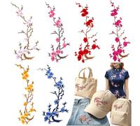 Cherry Blossom Iron Patch,Embroidery Flower Iron on Patches for Backpack,Appliques DIY Trim for Jeans Garment Cos, for Hats, Shirts, Shoes, Jeans, Bags