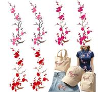 Cherry Blossom Iron Patch,Embroidery Flower Iron on Patches for Backpack,Appliques DIY Trim for Jeans Garment Cos, for Hats, Shirts, Shoes, Jeans, Bags