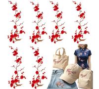 Cherry Blossom Iron Patch,Embroidery Flower Iron on Patches for Backpack,Appliques DIY Trim for Jeans Garment Cos, for Hats, Shirts, Shoes, Jeans, Bags