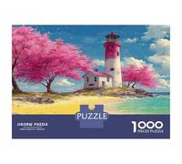 Cherry Blossom Lighthouse 1000 Pezzi Puzzle Per Adulti - Cartone Resistente & Puzzle Reto Mentale Serene Sandy Shores - Per Tutta La Famiglia 70x50cm/1000pcs Regalo Perfetto