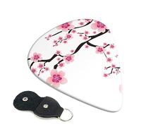 Cherry Blossom Plettri per chitarra con stampa di fiori di ciliegio, 6 pezzi, plettro per chitarra elettrica acustica sottile e medio spessore set 0,71 mm