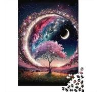 Cherry Blossom Puzzle Luna Ring 1000 Pezzi Carta Riciclata Per Adulti E Oltre I 12 Anni Puzzle da Pezzi Divertente E Stimolante Gioco Familiare 52x38cm/1000pcs