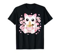 Cherry Blossom Ramen Cat Kawaii Anime Giapponese Sakura Noodle Maglietta