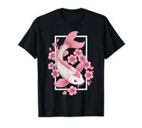 Cherry Blossom Rosa Koi Carpa Pesce giapponese Ukiyo-e Art Maglietta