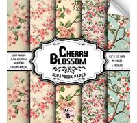 Cherry Blossom Scrapbook Paper: Double Sided Sheets | Floral Designs for Collage, Origami, Card Making, DIY Projects, Junk Journals, & More | 8.5" x 8.5" (21.59 x 21.59 cm)
