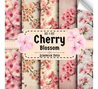 Cherry Blossom Scrapook Paper: 20 Double Sided Sheets, Pink Floral for Crafting, Collage, DIY Projects, Origami, & More
