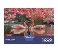 Cherry Blossom Swans 1000 Pezzi Puzzle - Carta Riciclata & Puzzle Per La Concentrazione Lush Vibrant Petals - Per Coppie 52x38cm/1000pcs Regalo Di San Valentino