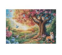 Cherry Blossom Tree Fox Forest Wildlife Wild Puzzle 300 Pezzi Giochi Da Tavolo Per Serate Divertimento in Gruppo Rilassamento E Convivialità Regalo Per Amici 300 PCS