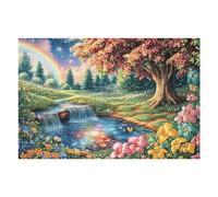Cherry Blossom Tree Stream Forest Wild Nature Puzzle 1000 Pezzi Per Adulti Divertente Creativo E Rilassante Perfetto Per Attività Quotidiane E Passatempi 1000 PCS（75x50cm）