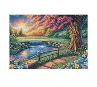 Cherry Blossom Tree Stream Forest Wild Nature Puzzle 300 Pezzi Per Adulti Divertente Stimolante E Rilassante Perfetto Per Famiglia Amici E Hobby 300 PCS（40x28cm）