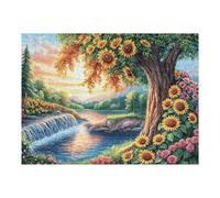 Cherry Blossom Tree Stream Forest Wild Nature Puzzle 500 Pezzi Per Adulti Piacevole Divertente E Creativo Perfetto Per Svago E Tempo Libero 500 PCS（52×38cm）