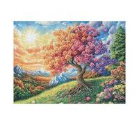Cherry Blossom Tree Sunrise Forest Wild Nature Puzzle 500 Pezzi Per Adulti Divertente Creativo E Rilassante Perfetto Per Attività Quotidiane E Passatempi 500 PCS（52×38cm）
