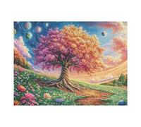 Cherry Blossom Tree Sunset Forest Wild Nature Puzzle 500 Pezzi Per Adulti Divertente Stimolante E Rilassante Ideale Per Hobby E Passatempi 500 PCS（52×38cm）