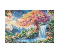 Cherry Blossom Tree Waterfall Forest Wild Nature Puzzle 1000 Pezzi Idea Regalo Natale Premium Rompicapo Paesaggi Classici Per Adulti E Ragazzi Attività Creativa E Educativa 1000 PCS