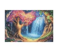 Cherry Blossom Tree Waterfall Forest Wild Nature Puzzle 1000 Pezzi Per Adulti Piacevole Divertente E Rilassante Perfetto Per Passatempi E Svago 1000 PCS（75x50cm）