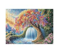 Cherry Blossom Tree Waterfall Forest Wild Nature Puzzle 500 Pezzi Sfida Intellettuale Avanzata Rompicapo Per Menti Acute Esercizio Cerebrale Stimolo Mentale Regalo Per Person 500 PCS