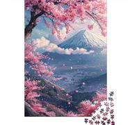 Cherry Blossom Vista sulla montagna Puzzle DIY Da 1000 Pezzi Per Hobbisti, Cartone Resistente, Decorazione Murale, Esposizione Murale, Regalo Di Festa, Gioco Mentale 70x50cm/1000pcs