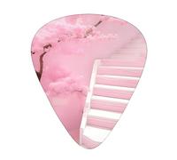 Cherry Blossom White Staircase - Set di 12 plettri per chitarra con toni trasparenti, confortevoli al tatto, resistenti all'usura e robustezza, con scatola trasparente