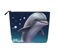 Cherry Blossom4 - Trousse per cosmetici da donna, organizer da viaggio portatile, con chiusura a zip, Delfino animale marino carino, Taglia unica