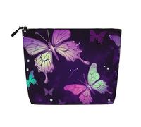 Cherry Blossom4 - Trousse per cosmetici da donna, organizer da viaggio portatile, con chiusura a zip, Farfalla viola., Taglia unica