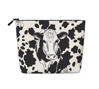 Cherry Blossom4 - Trousse per cosmetici da donna, organizer da viaggio portatile, con chiusura a zip, Mucca bianca e nera., Taglia unica