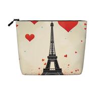 Cherry Blossom4 - Trousse per cosmetici da donna, organizer da viaggio portatile, con chiusura a zip, Torre Eiffel Cuore Aereo Modello, Taglia unica