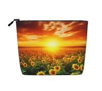 Cherry Blossom4 - Trousse per cosmetici da donna, organizer da viaggio portatile, con chiusura a zip, Tramonto da sogno di un campo di girasoli, Taglia unica