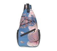 Cherry Blossoms Lavanda su borsa a tracolla in legno Borsa a tracolla sul petto da uomo, leggera, per escursioni e viaggi