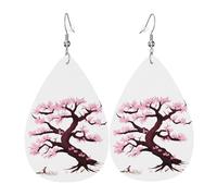 Cherry Blossoms Tree Orecchini in pelle, gioielli con ciondolo a forma di goccia, accessori da donna versatili ed eleganti.