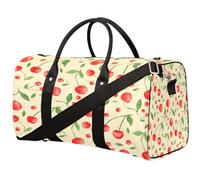 Cherry Borsone da viaggio, Borse Palestra, Borsone Aereo, Borsa Sportiva con Frutta Rossa, Borsa da Palestra Pieghevole, Borsa per la Notte per Donne e Uomini, Ciliegia, 17.4(L) x 8.3(W) x 9.5(H) inch