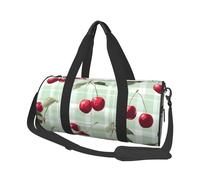 Cherry - Borsone da viaggio vintage con griglia, borsa da palestra per uomini e donne, borsone sportivo, bagaglio a mano per viaggi di fine settimana, lavoro, campeggio