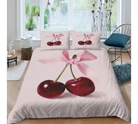 cherry bow decorcopripiumino microfibra Set di 3 Pezzi stampa 3D cerniera nascosta still life painting Set Di Copripiumino incluso federe per cuscini aiosa for bambini e adolescenti King（220x240cm）