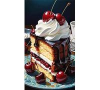 Cherry Cake Diamond Art Kits,5D Diamond Painting Kits for Adults,DIY Full Square Drill diamond painting kits for Beginners Rhinestone Embroidery Picture Art For Home Decor 70x150 cm