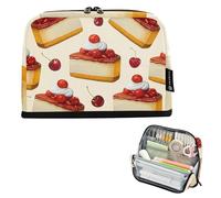 Cherry Cheesecakes Cream Pencil Storage Bag Big Pencil Case Zipper Pencil Pouch Cute Pen Pouch Girls Students Stationery Kids Back to School Supply