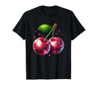 Cherry Disco Ball Cherry Summer Fruit Retro Party Lover Maglietta