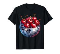 Cherry Disco Ball Cherry Summer Fruit Retro Party Lover Maglietta