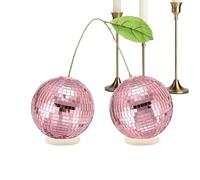 Cherry Disco Ball, Mirror Table Centerpiece, Sparkling Reflective Decoration, Aesthetic Party Ornament, Wedding, Birthday, Bar, Holiday, Christmas Decor, 5.91 inches Silver Pink