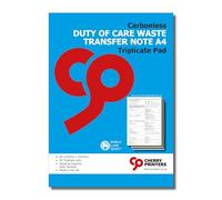 Cherry Duty of Care - Blocco per documenti in triplice copia, formato A4, per lo smaltimento dei rifiuti, 50 set triplicati, incollato alla testa per una facile rimozione, conforme alle normative sui