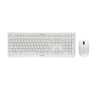 CHERRY DW 3000, Set di Tastiera e Mouse Senza Fili, Layout per la Germania (QWERTZ), Wireless 2,4 GHz, Design Piatto, Tasti Silenziosi, Mouse Simmetrico, Bianco-Grigio