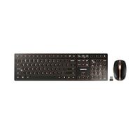 CHERRY DW 9100 SLIM, Set di Tastiera e Mouse Senza Fili, Layout per gli USA (QWERTY), Connessione Bluetooth e Wireless 2,4 GHz, Tasti Silenziosi, Ricaricabile, Nero-Bronzo