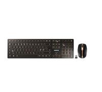 CHERRY DW 9100 SLIM, Set di Tastiera e Mouse Senza Fili, Layout per i Paesi Nordici (QWERTY), Connessione Bluetooth e Wireless 2,4 GHz, Tasti Silenziosi, Ricaricabile, Nero-Bronzo