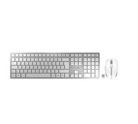 CHERRY DW 9100 SLIM, Set di Tastiera e Mouse Senza Fili, Layout per la Germania (QWERTZ), Connessione Bluetooth e Wireless 2,4 GHz, Tasti Silenziosi, Ricaricabile, Bianco-Argento