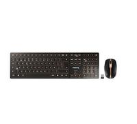 CHERRY DW 9100 SLIM, Set di Tastiera e Mouse Senza Fili, Layout per la Spagna (QWERTY), Connessione Bluetooth e Wireless 2,4 GHz, Tasti Silenziosi, Ricaricabile, Nero-Bronzo
